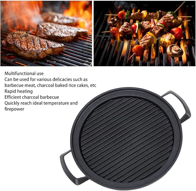 Japanese Mini Hibachi Grill Aluminum Alloy Tabletop Charcoal BBQ Grill Quick Heating Uniform Heating Multi Functional Use for Family Gatherings Camping Picnics (Large Circle)
