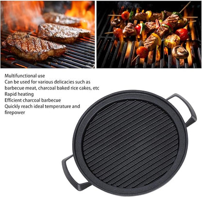 Japanese Mini Hibachi Grill Aluminum Alloy Tabletop Charcoal BBQ Grill Quick Heating Uniform Heating Multi Functional Use for Family Gatherings Camping Picnics (Large Circle)