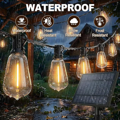 58FT Solar String Lights Outdoor Waterproof Patio Lights with Remote and 25+1 LED Shatterproof Bulbs, 3 Light Modes Dimmable & Timer Solar Lights for Backyard Porch Garden Wedding Decor