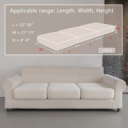 OHSIO Couch Cushion Covers for Sectional Sofa, Stretch Soft Sofa Slipcovers Washable Wear-Resistant Universal Furniture Protector for Living Room(3 Seaters Covers, Ivory)
