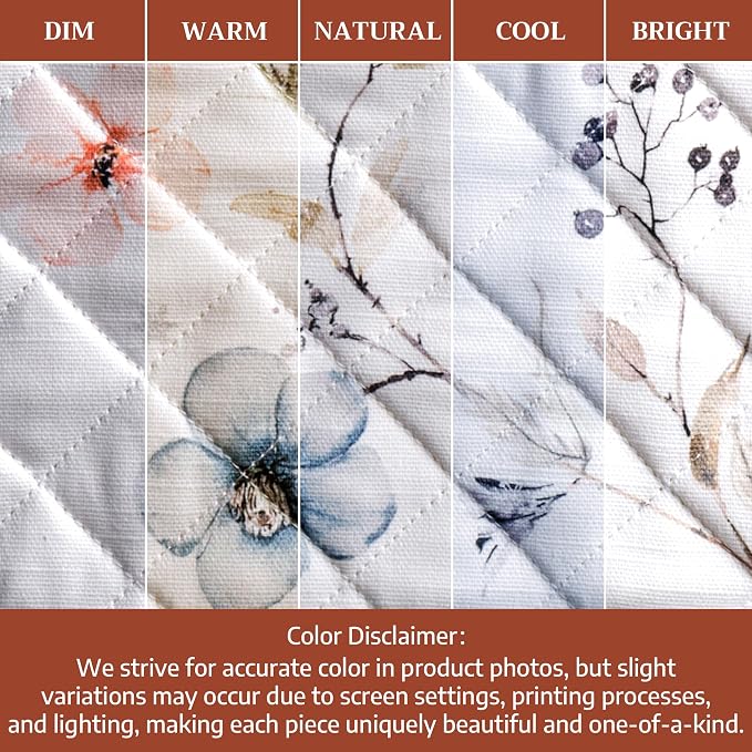 Maison d' Hermine 100% Cotton Oven Mitt & Pot Holder Set (7.5"x13" & 8"x8") | Heat Resistant BBQ Cooking Gloves with Loop Baking Grilling Kitchen Hotel Home Farmhouse Thanksgiving Christmas - Ice Florals
