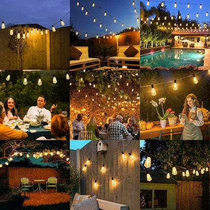 50FT Outdoor String Lights 27 Bulbs, Waterproof Patio Lights (Pack of 2)