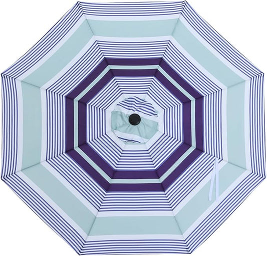 MASTERCANOPY Patio Umbrella 10 ft Replacement Canopy for 8 Ribs-Navy and Green Stripe Canopy Only