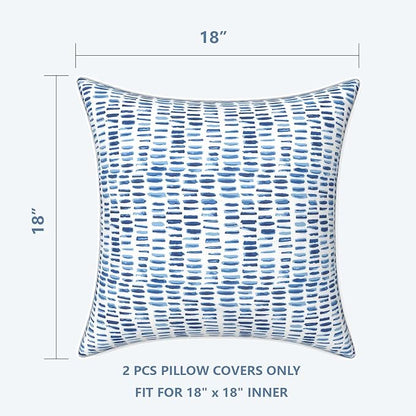 LVTXIII Pack of 2 Outdoor Throw Pillow Covers Accent Waterproof Pillow Covers ONLY, Patio Square Cushion Cases for Garden Balcony Couch Sofa Decoration 18x18 inch, Pebble Blue