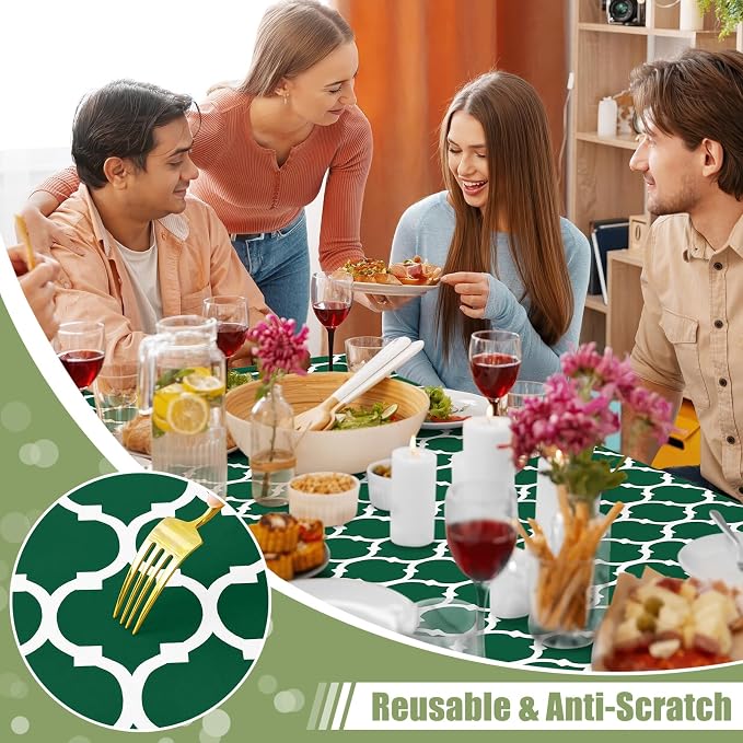 Smiry Picnic Fitted Table Cover, 5 Foot Flannel Backed Vinyl Tablecloth | Waterproof Elastic Stretch Table Cloth, Wipeable Plastic Tablecloth for Camping, Indoor & Outdoor (Emerald Green, 30" x 60")