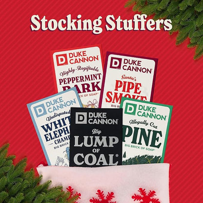 Duke Cannon Supply Co. Big Brick of Soap Bar for Men Holiday Edition - Peppermint Bark (Peppermint Scent), 10 oz. (3 Pack)