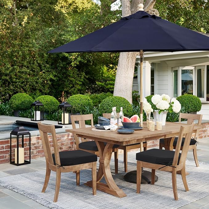 Topotdor Outdoor Chair Cushions Set of 2, 18"x18"x2" Waterproof Patio Chair Cushions for Outdoor Furniture, Round Corner Outdoor Seat Cushions Color Fastness Chair Pads with Ties, Black