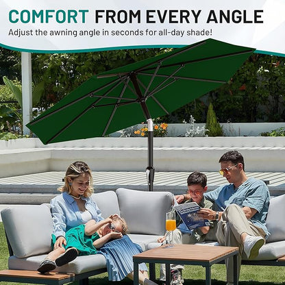 AreShark 10 FT Outdoor Patio Umbrella, Patio Table Umbrella with Push Button Tilt and Crank, Outdoor Patio Umbrellas with 8 Fiberglass Ribs, Patio Umbrellas for Market, Garden, Pool (Dark Green)