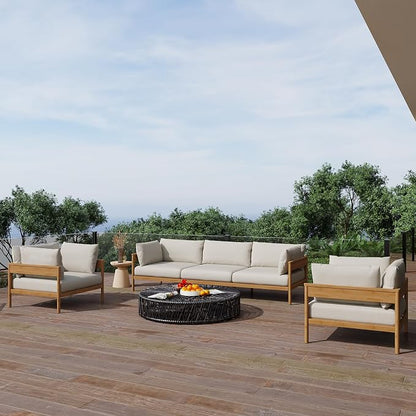 Acanva Vento Outdoor Patio Furniture Set, Armchair | All-Weather Aluminium Frame, Water-Resistant Olefin Cushions, Patio Conversation Sets for Backyard, Garden, Porch