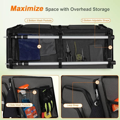 36" RV Overhead Soft-Sided Storage Cabinet, RV Organizer Storage Cabinet Compatible with Mercedes-Benz Sprinter, Ford Transit & RAM Promaster Vans, Black