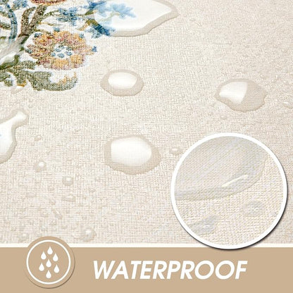 AIRCOWRIE Waterproof Vinyl Tablecloths, Heavy Duty Oil Proof Spill Proof Plastic Table Cloth, Wipe Clean PVC Table Cover for Spring Indoor and Outdoor Use (Embroidery Flower, 54”×54”, Square)