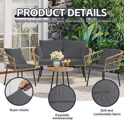 8Pcs Patio Cushion Covers, Outdoor Stretch Cushion Covers, Washable | Stretch Fit, Replacement, Washable and Reusable Furniture Protectors, Fits most patio furniture cushion covers, Cover Only