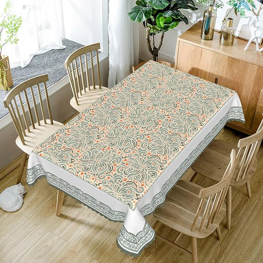 Elegant Flower Table Cloth Perfect for Spring Home Decor Orange Green Paisley Bohemian Table Cover for Farmhouse Decors Seasonal Reusable Tablecloths for Party Picnic Dinner Decor 70x140 Inch