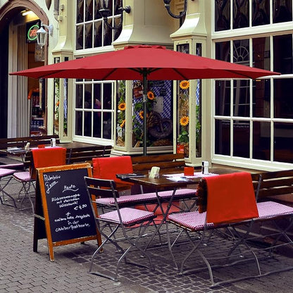 YSSOA 9' Patio Umbrella Outdoor Table Market Yard Umbrella with 8 Sturdy Ribs, Red