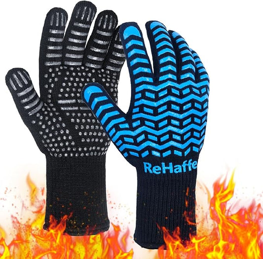 BBQ Grill Gloves Heat Resistant,1472 F High Temp Resistance Fireproof Comfort Long Non-Slip Ove Mitts Mittens Kitchen Gift for Cooking Baking Frying Grilling