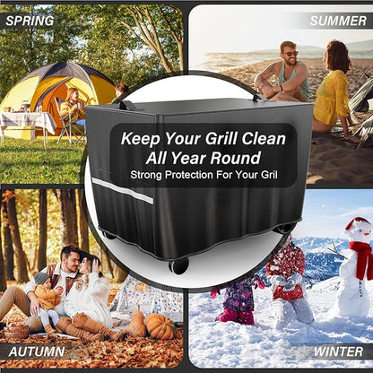 Pizza Oven Cart Table Cover, 53 x 26 x 28 in Outdoor Grill Table Cover with 600D Weather-Resistant Fabric and Drawstring, Patio BBQ Prep Table Cover for Rolling Kitchen Cart