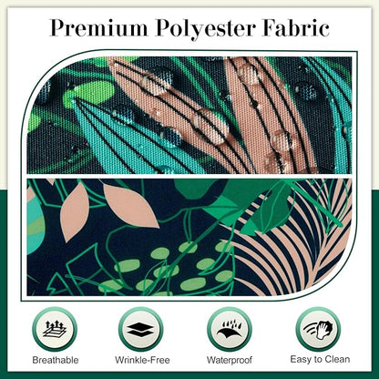 Cozyide Outdoor Chair Cushions, Waterproof Patio Seat Cushions with Adjustable Straps, Round Corner Patio Chair Cushions for Garden, Green Leaf, 17x16x2 Inch (Pack of 2)