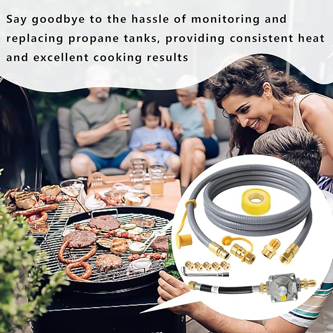 MIV Upgraded 10ft Upgraded Propane to Natural Gas Conversion Kit for Weber Genesis, Genesis II, Spirit, Spirit II Grills, Natural Gas Hose with Regulator for Genesis, Genesis II, Spirit