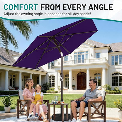 AreShark 7.5FT Patio Umbrella Table Market Umbrella w/Tilt and Crank, Heavy-Duty Outdoor Umbrellas for Pool, Deck, Garden and Backyard, Purple