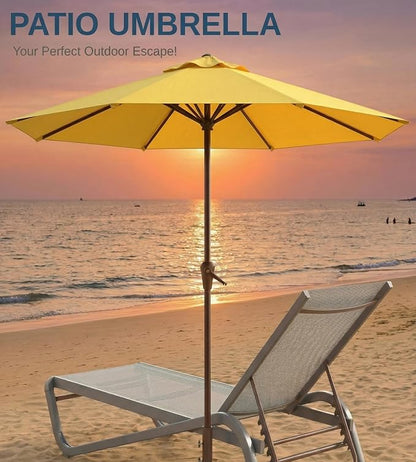 10FT Patio Umbrella, Outdoor Umbrella with Push Button Tilt and Crank, 8 Sturdy Ribs, UV Protection & Waterproof Market Umbrella for Pool, Backyard, Beach,Deck