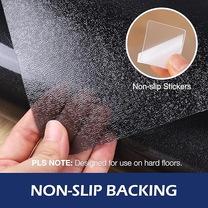 SALLOUS Vinyl Floor Mat, 3' X 10' Runner Rug for Hallway, Vinyl Mat for Entryway, Area Rug for Living Room, Non-Slip Waterproof Kitchen Mat, Indoor Outdoor Floor Mat for Home (Semi-Transparent Black)