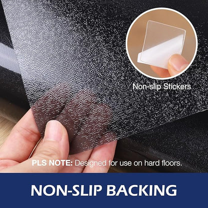 SALLOUS Vinyl Floor Mat, 3' X 10' Runner Rug for Hallway, Vinyl Mat for Entryway, Area Rug for Living Room, Non-Slip Waterproof Kitchen Mat, Indoor Outdoor Floor Mat for Home (Semi-Transparent Black)