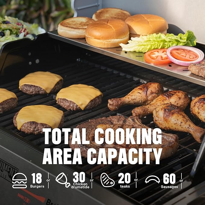 Monument Grills 4 Burner Stainless Steel Propane Mesa2 Gas Grill, 500°F in 5 Mins, 525 sq.in, 37,000 BTU, Broil Zone, Foldable Side Shelves, Knob Control, Built in Thermometer, with 5 Accessories