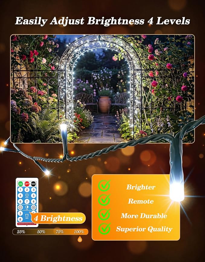 LitHome 2 Pack Upgraded Solar String Lights Outdoor, Total 800LED 262FT | Solar & USB Powered Christmas Lights with Remote,8 Mode Waterproof String Light for Patio Garden Yard Tree Decor,Cool White