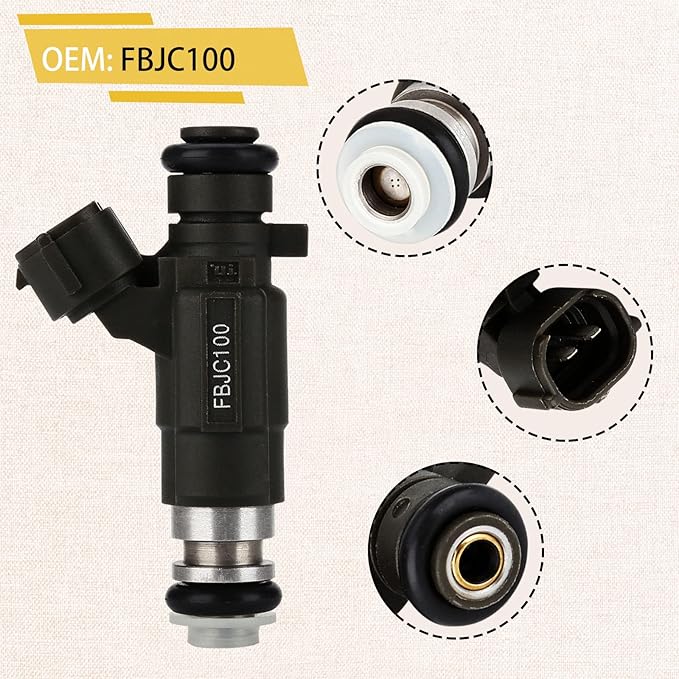 FBJC100 Fuel Injectors,Compatible with/Infiniti G35 QX4 I30 FX35 3.5L V6 2001-2004,Compatible with/Nissan 350Z Pathfinder Maxima 3.5L/3.0L V6 2001-2004, |4 Holes| |Set of 6|,Replace#166005L700,FJ653