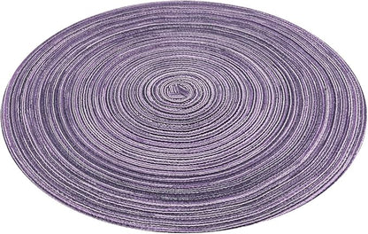 SHACOS Round Braided Placemats Set of 6 Round Placemats Cotton Blend Fabric Table Mats for Wedding Party (Light Purple, 6)