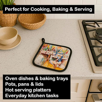 Caroline's Treasures JMK1238PTHD Pelicans and Sailboats Pair of Pot Holders Kitchen Heat Resistant Pot Holders Sets Oven Hot Pads for Cooking Baking BBQ, 7 1/2 x 7 1/2