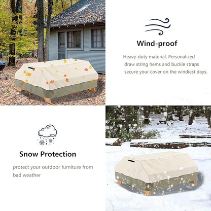 Bitubi 70 / 72 Inch Heavy Duty Waterproof Picnic Table Cover - 600D Tough Canvas Wind Dust Proof Anti-UV Outdoor Patio Table Bench Covers Winter