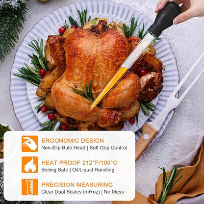 Boao 5 Pieces Nylon Heat-Resistant Turkey Baster Cooking Set Includes Meat Baster, 1 Silicone Basting Brush and 2 Cleaning Brush for BBQ Grill Baking Kitchen Cooking Thanksgiving(Black, Red)