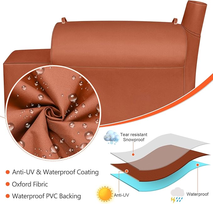 QuliMetal Grill Cover for recteq Flagship 1100, RT-1250, RT-700 and RT-680 Wood Pellet Grills - Heavy Duty Premium Waterproof Fade Resistant Outdoor BBQ Grill Cover with Elastic Drawstrings,Brown