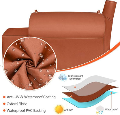 QuliMetal Grill Cover for recteq Flagship 1100, RT-1250, RT-700 and RT-680 Wood Pellet Grills - Heavy Duty Premium Waterproof Fade Resistant Outdoor BBQ Grill Cover with Elastic Drawstrings,Brown