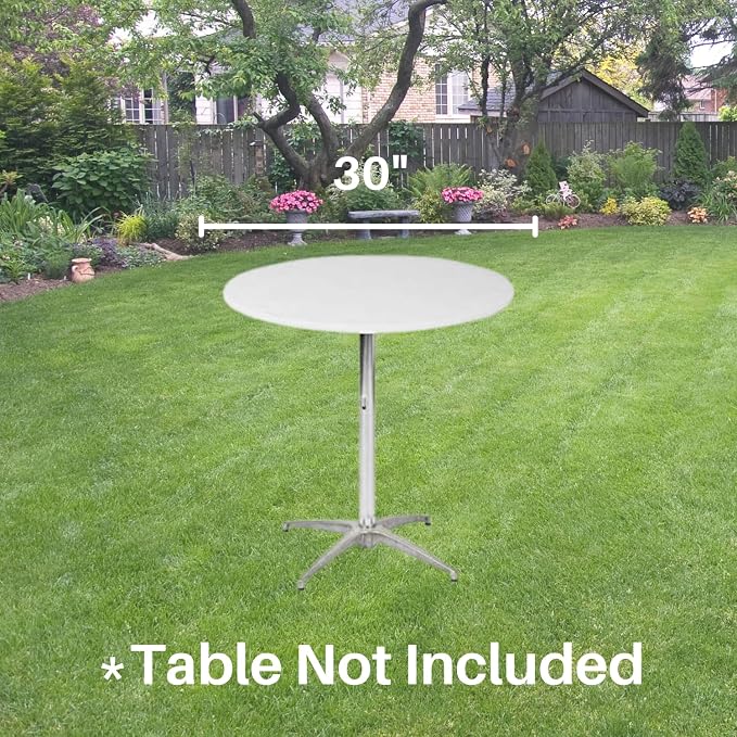 30" Round Fitted Plastic Table Covers, Bundle of 5 (White)