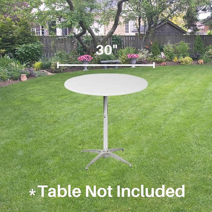 30" Round Fitted Plastic Table Covers, Bundle of 5 (White)