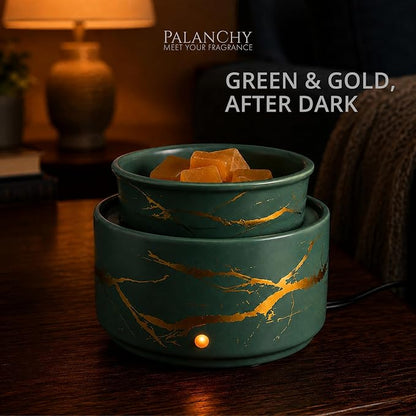 PALANCHY Electric Wax Melt Warmer for Scented Wax, Ceramic Wax Melter Green | Fill Home & Office With Fragrance No Flame Candle Wax Warmer. Removable Dish Sized For Scented Wax, Essential Oil Or Candle