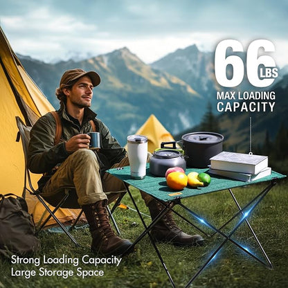 VILLEY Folding Camping Table, Portable Lightweight Table with Carry Bag | Oxford Fabric & Reinforced Aluminum Panel, Stable Tabletop for Camping, Picnic, BBQ & Outdoor Dining