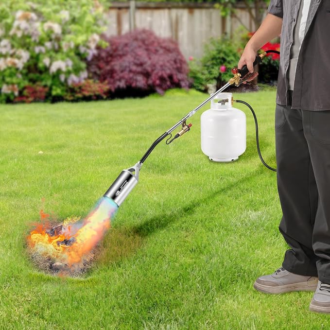 ARTFLAMM Portable Propane Torch Weed Burner Kit with Storage Bag, High Output BTUs Torch Gun with 10 FT Hose, Self Igniter Weed Flame Torch for Campfires,Roofing,Melting Snow Ice