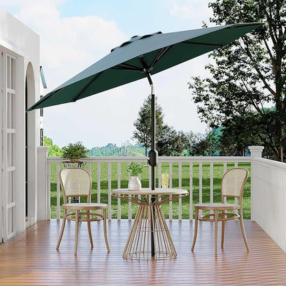 Garvee 10 ft Patio Umbrella - 8 Sturdy Ribs Outdoor Table Umbrella with Crank Lift & Push Button Tilt - Market Umbrella for Pool, Deck, Yard, Garden - Turquoise