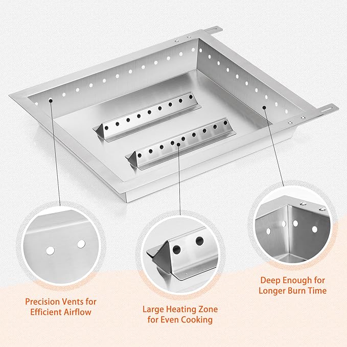 onlyfire Adjustable Charcoal Tray Fits for Most Weber Spirit and Genesis Gas Grills, Stainless Steel Charcoal Ash Pan, Helps Save Gas While Cooking