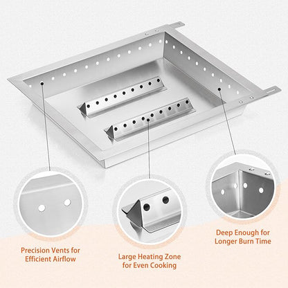 onlyfire Adjustable Charcoal Tray Fits for Most Weber Spirit and Genesis Gas Grills, Stainless Steel Charcoal Ash Pan, Helps Save Gas While Cooking