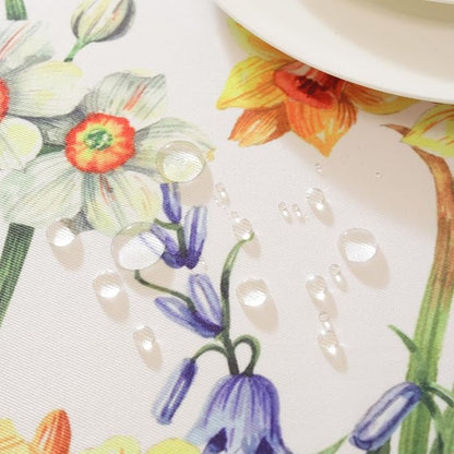 SASTYBALE Spring Summer Floral Tablecloth 60 x 84 Inch Rectangular, Wildflowers & Butterfly Pattern, Washable Wrinkle-Resistant Table Cover for Party, Picnic, Dinner & Home Decor