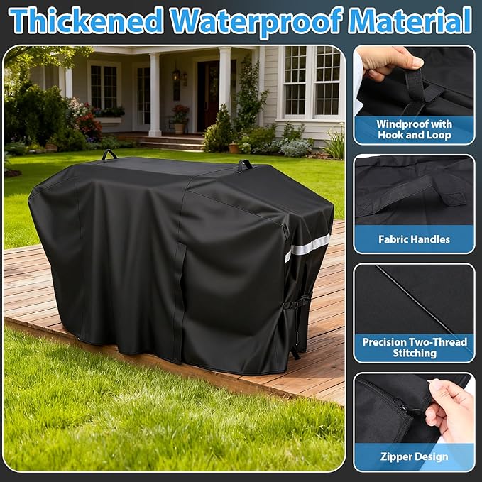 Utheer Grill Cover for Blackstone 36 Inch Griddle with Hood, 5482 Cover 600D Waterproof Heavy Duty Flat Top Grill Cover, Full-Length Outdoor Griddle Cover with Zipper and Adjustable Buckles, Black