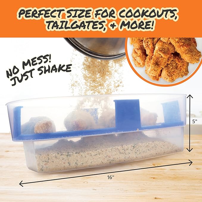 COOK'S CHOICE XL Original Better Breader Bowl 16" Mess-Free Breading Tray | Shake & Coat Batter Bowl w Lid for Chicken, Fish, & Vegetables, Great for Fish Fry, Tenders, Wings-Easy Cleanup & Made in USA