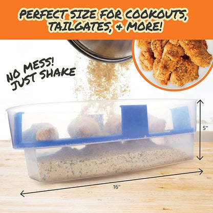 COOK'S CHOICE XL Original Better Breader Bowl 16" Mess-Free Breading Tray | Shake & Coat Batter Bowl w Lid for Chicken, Fish, & Vegetables, Great for Fish Fry, Tenders, Wings-Easy Cleanup & Made in USA