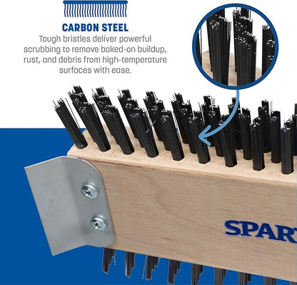 SPARTA 4002600 Stainless Steel Grill Brush, Grill Scraper With Long Handle For Commercial Cleaning, Kitchens, Restaurants, Bathrooms, 30 Inches, Brown, (Pack of 6)