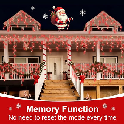 QITONG Red Halloween Lights, 66ft 800 LED Icicle Light for Outside with 8 Modes, Clear Wire Connectable Christmas String Lights Indoor Outdoor Plug in