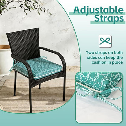 COZYVIDA Outdoor Chair Cushions Set of 4, 20"x20" Square Seat Pads with Tie Straps and YKK Zippers, 30D High-Density Foam, Water-Resistant Fabric,UV-Resistant 1000+ Hrs